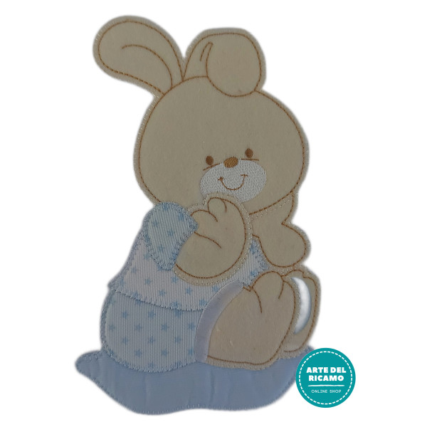 Iron-on Patch - Light Blue Baby Rabbit with Little Stars